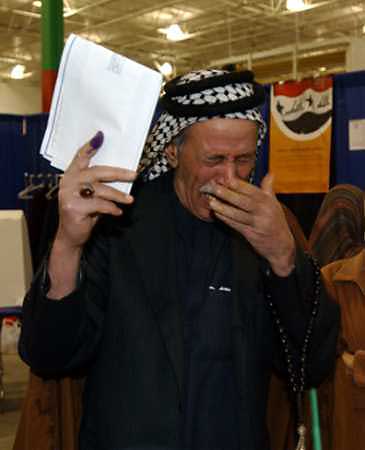 Man getting emotional about voting.